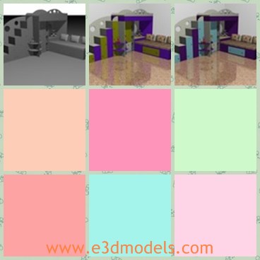 3d model the special bed - This is a 3d model of the special bed,which is made with several layers.There are stairs between the bed on floor and the bed on the up.