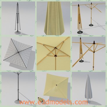 3d model the square umbrella - This is a 3d model of the square umbrella,which is large and is issued as it is.