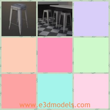 3d model the stool - This is a 3d model of the stool,which is tall and has long legs.The stool has no arms and which is stable.