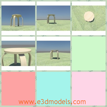 3d model the stool - This is a 3d model of the stool with a round surface,which has four legs and it is simple.