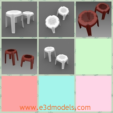 3d model the stool collection - This is a 3d model of the stool collection,which is short and plastic.The stool is placed outdoor and the materials are fine.
