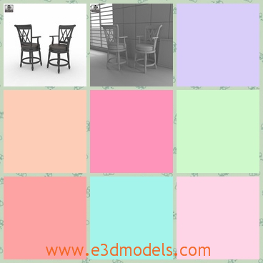 3d model the stool with a round cushion - This is a 3d model of the stool with a round cushion,which is black and the model can be placed in the bars and restaurant.