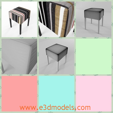 3d model the stool with four legs - This is a 3d model of the stool with foour legs,which is special compared to other.The surface of the stool is colorful.