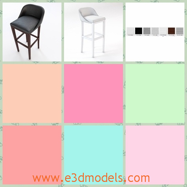 3d model the stool with leather materials - This is a 3d model of the stool with leather materials,which is tall and modern and usually placed in the bars.