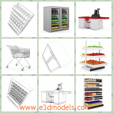 3d model the supermarket - This is a 3d model of the supermarket,which presents many stuffs and made with special materials.