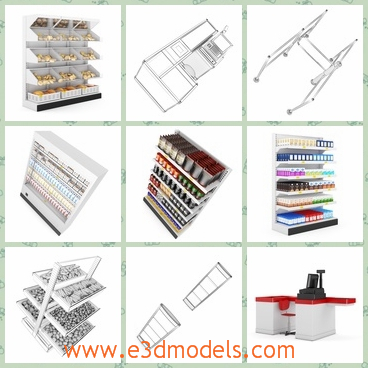 3d model the supermarket with goods - This is a 3d model of the supermarket with goods,which is spacious and modern.The model is presented orderly on the shelves.