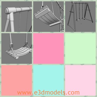 3d model the swing - This is a 3d model of the swing in the yard,which is made of wooden materials.The model is old but still works.