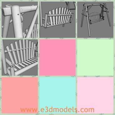 3d model the swing in the garden - This is a 3d model of the swing in the garden,which is wooden and steady.The model is the common tool for entertainment outdoor.