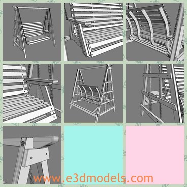 3d model the swing outdoor - This is a 3d model of the swing outdoor,which is wooden and great.The model is popular in the garden and outdoors.