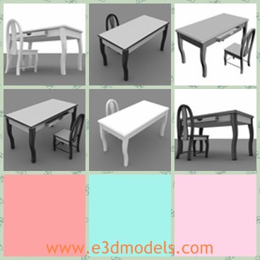 3d model the tabel and chair - This is a 3d model of the table and chair in the living room,which are new and modern in the house.The model is small and cute.