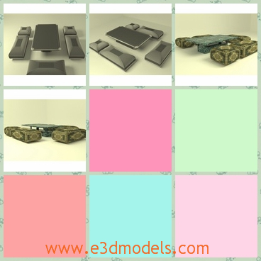 3d model the table and the cushion - This is a 3d model of the table and cushion,which are the common furniture in the living room.