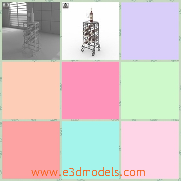 3d model the table holding the wine - This is a 3d model of the table holding the wine,which is movable and it is small and cute.The model is made of steel materials.