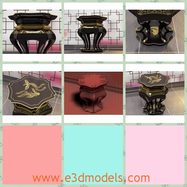 3d model the table in ancient style - This is a 3d model of the table in ancient style,which is classical type and the model has the phoenix on it,which stands for long life and happy.