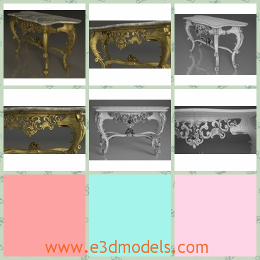 3d model the table in antique style - This is a 3d model about the table an antique  style,which is fine and glorious.The model has the carving shapes with it.