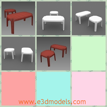 3d model the table in plastic - This is a 3d model of the table in plastic,which is armless but stable to sit on.The model is placed in gardens and parks.