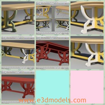 3d model the table made of oval - This is a 3d model of the table made of oval,which is modern and popular in our life.The model is long and has a special legs.