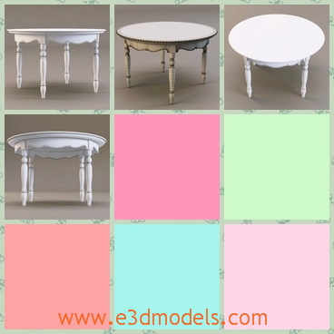 3d model the table with a round surface - This is a 3d model of the table with a round surface,which is white and pretty.The model is used in country families.