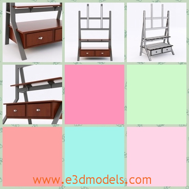 3d model the table with a shelf - This is a 3d model of the table with the shelf,which is special but useful.The model can also be used as the decoration in the room.