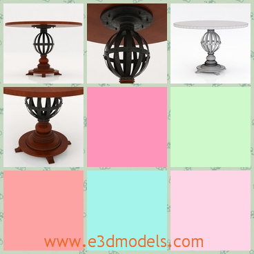 3d model the table with a wooden holder - This is a 3d model of a table with a wooden holder,which is round and brown.The holder of the table is speical.