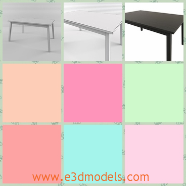 3d model the table with four legs - This is a 3d model of the table with four legs,which is long and big.The table is painted in white.