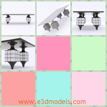 3d model the table with special legs - This is a 3d model of the table with special legs.The legs are surrounded by the tiles.