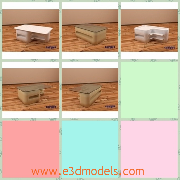 3d model the table with the glass cover - This is a 3d model of the table with the glass cover,which is the coffee table in the office.The model is great and modern.