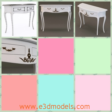 3d model the table with two drawers - This is a 3d model of the table with two drawers,which is standing in the living room and the shape is outstanding.