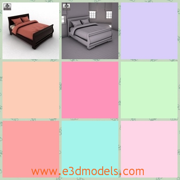 3d model the tidy bed - This is a 3d model of the tidy bed,which is presented by two pillows and the materials of the bed is vineyard.