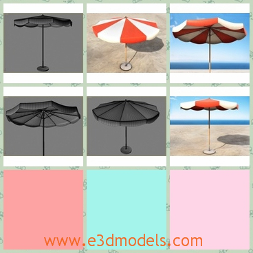 3d model the umbrella in the beach - This is a 3d model of the umbrella in the beach,which is large and is used as the parasol.