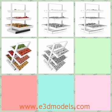 3d model the vegetable shelf - This is a 3d model of the vegetable shelf,which is special and in high quality.The model is made with wooden materials.
