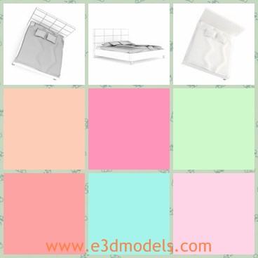 3d model the white bed - This is a 3d model of the white bed,which is made with a leather head.The model is metal and made with good quality.
