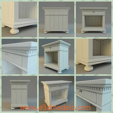 3d model the white nightstand - This is a 3d model about the white  nightstand,which is the modern and new type of the brand in the factory.
