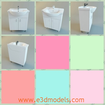3d model the white sink - This is a 3d model of the white sink,which is modern and white.A realistic model of bathroom furniture ready to use in your scene.