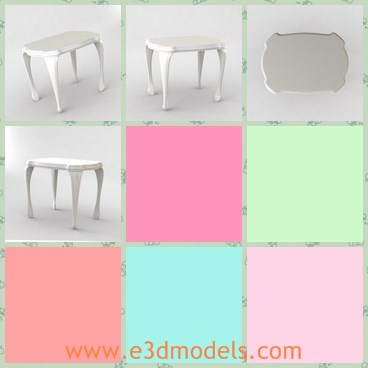 3d model the white table - This is a 3d model of the white table,which is made according to the French style.The table is usually placed in the hall.