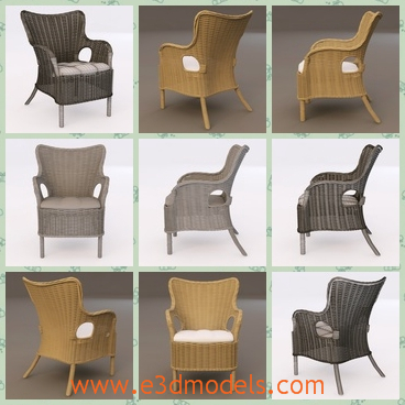 3d model the wicker chair - This is a 3d model of the wicker chair,which is fashionable in summer.The legs of the model are tilted.