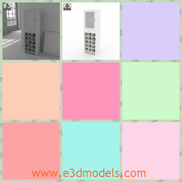 3d model the wine cabinet - This is a 3d model of the wine cabinet,which is standing next to the wall and the shape is special compared to others.