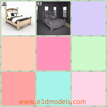 3d model the wooden bed in the room - This is a 3d model of the wooden bed in the room,which is a single one and the bed is clean and tidy.