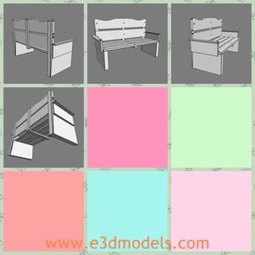 3d model the wooden bench - This is a 3d model of the wooden bench in the park,which is rusty and old.There are two seats of the bench and the seats are wide and long.