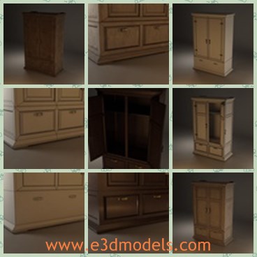 3d model the wooden cabinet - This is a 3d model of the wooden cabinet,which is big and can be used for storing clothes.