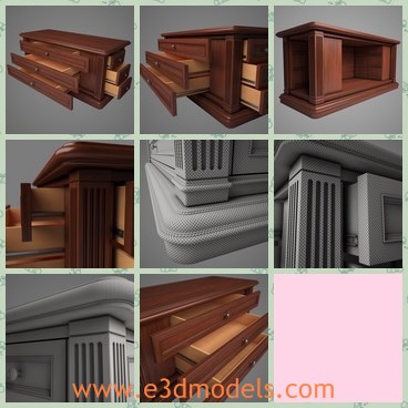 3d model the wooden cabinet - This is a 3d model of the wooden cabinet,which is large and made in old style.The model is fine and can be used as the ornament in the room.