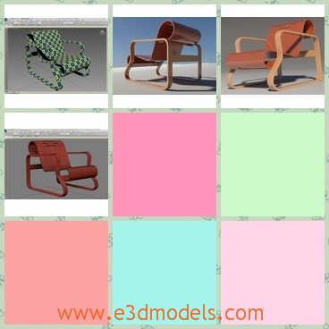 3d model the wooden chair - This is a 3d model of the wooden chair,which is modern and in special shape.The chair is tilted so that people can lie on it.