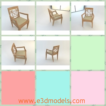 3d model the wooden chair - This is a 3d model of the wooden chair,which has a special back and the textures on it are charming and attractive.