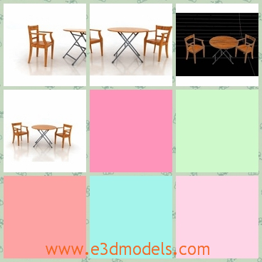 3d model the wooden chair and table - This is a 3d model of the wooden chiar and table,which is the outdoor furniture and they often placed in the gardens and other public places.