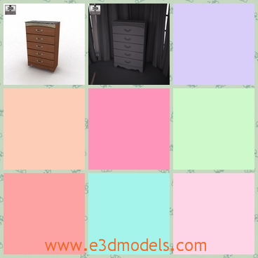 3d model the wooden chest - This is a 3d model of the wooden chest,which is created with several drawers and the model is placed in the bedroom.