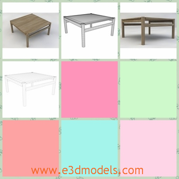 3d model the wooden coffee table - This is a 3d model of the wooden coffee table,which is made with four legs and the shape is modern and special.