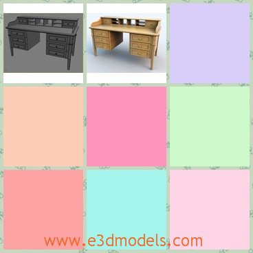 3d model the wooden desk - This is a 3d model of the wooden desk,which is the writing type.The model is made in high quality and is common in our family.