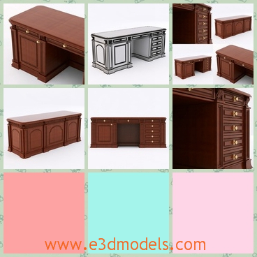3d model the wooden desk - This is a 3d model of the wooden desk,which is colored and it is classical.The model is large and heavy.
