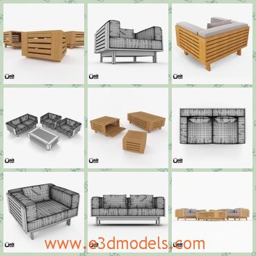 3d model the wooden furniture - THis is a 3d model of the wooden furniture,which includes armchair,sofa,table and side table.All of them are popular and made in high quality.