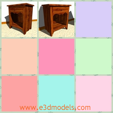 3d model the wooden nightstand - This is a 3d model of the wooden nightstand,which is placed near the bed and it was made with the classical style.