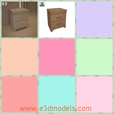 3d model the wooden nightstand - This is a 3d model of the wooden nightstand,whihc has two drawers with it.The  model is made in ance with the proportions and sizes of real furniture.